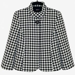 Style & Co Black White Houndstooth Jacket Sz 12